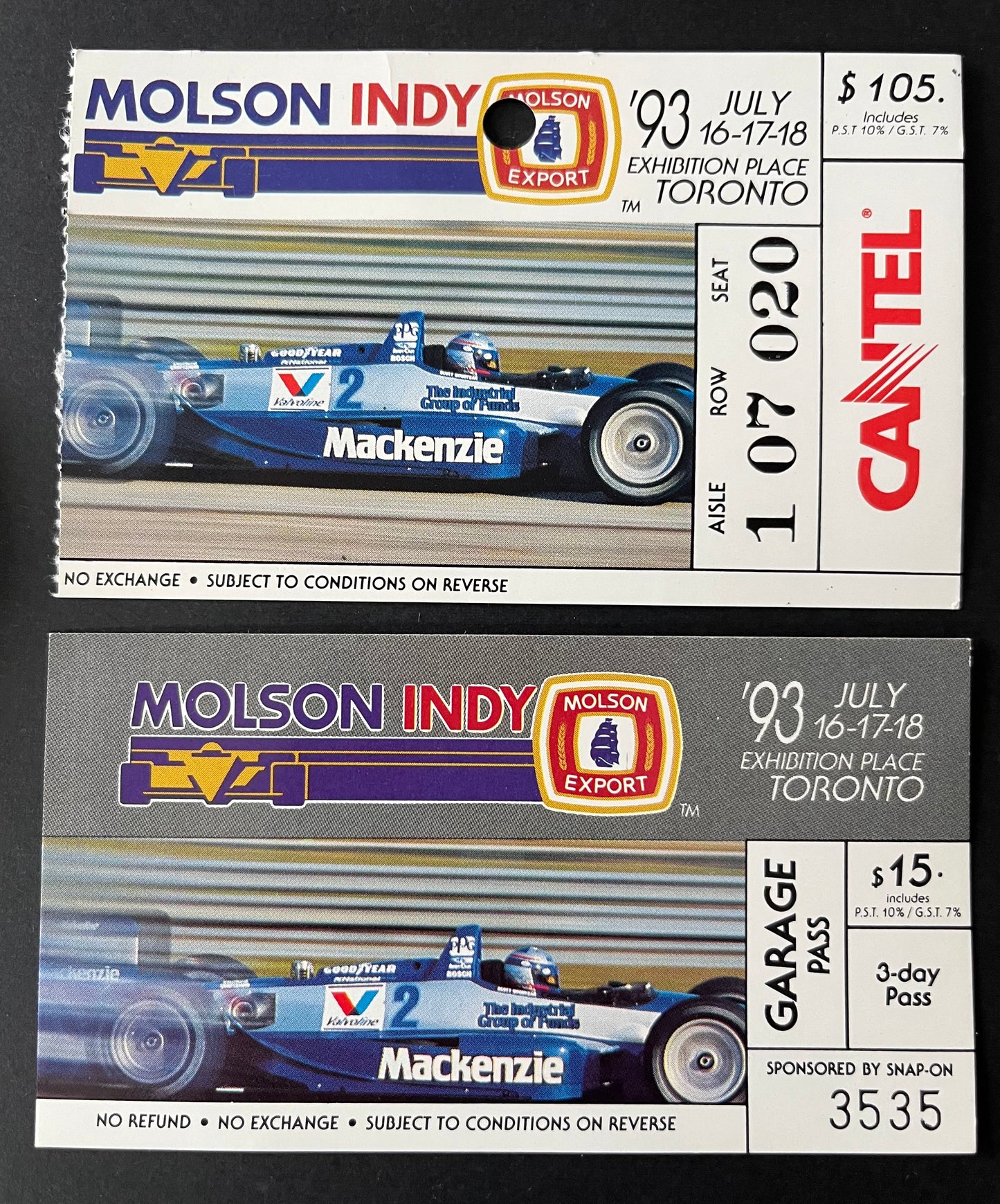 Toronto Molson Indy ticket stubs