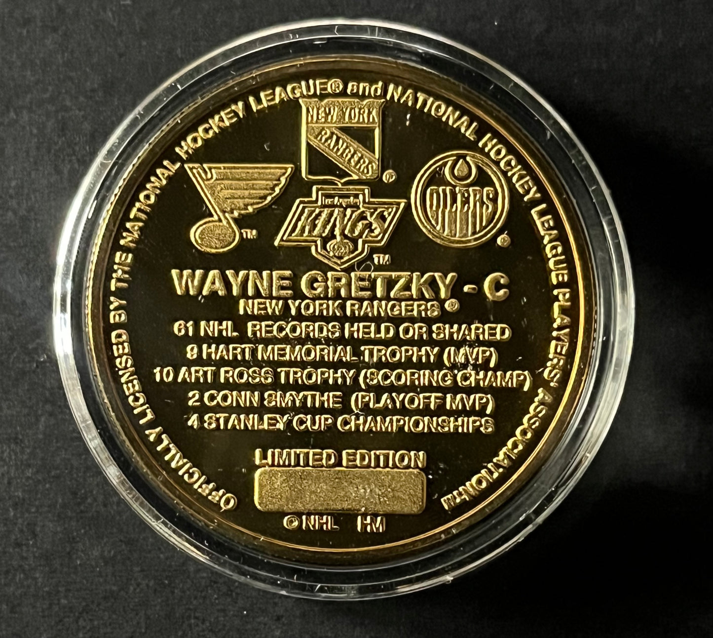 Wayne Gretzky set of 6 24kt gold overlay medallions by Highland Mint