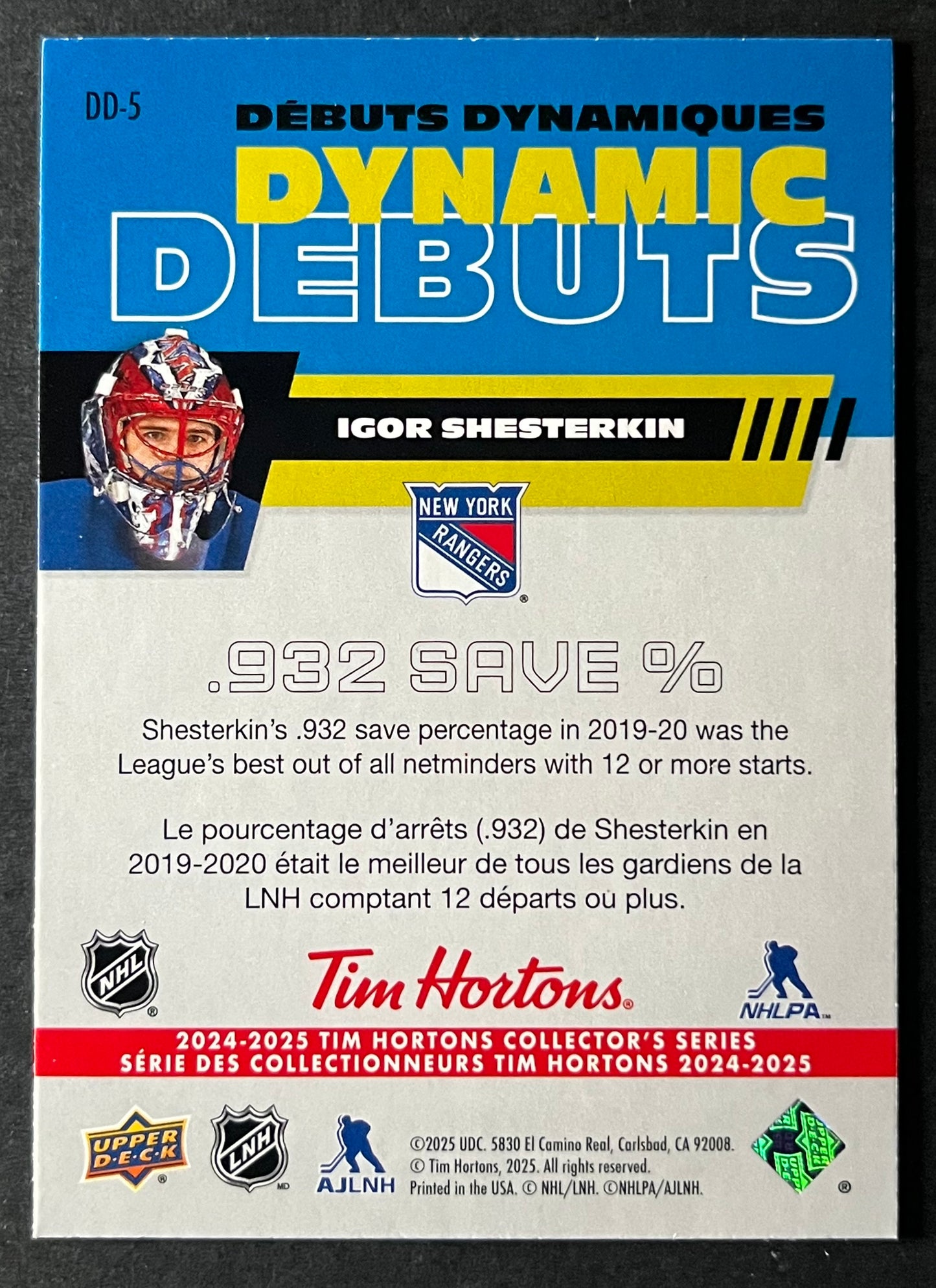 2024-25 UDC Tim Hortons Retro Rookies DD-5 - Igor Shesterkin