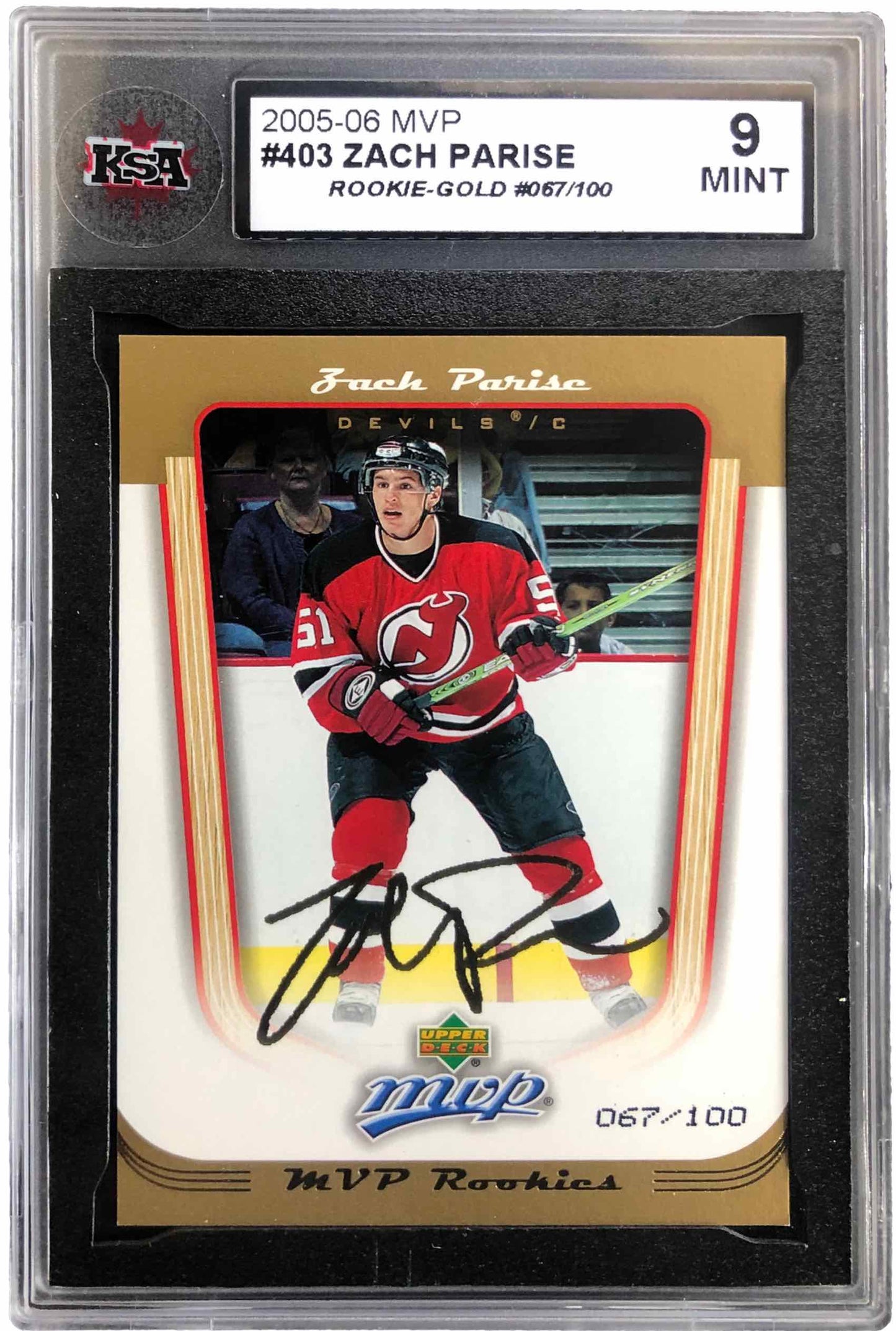 2005 UDC MVP #403 Zach Parise Rookie Gold 067/100