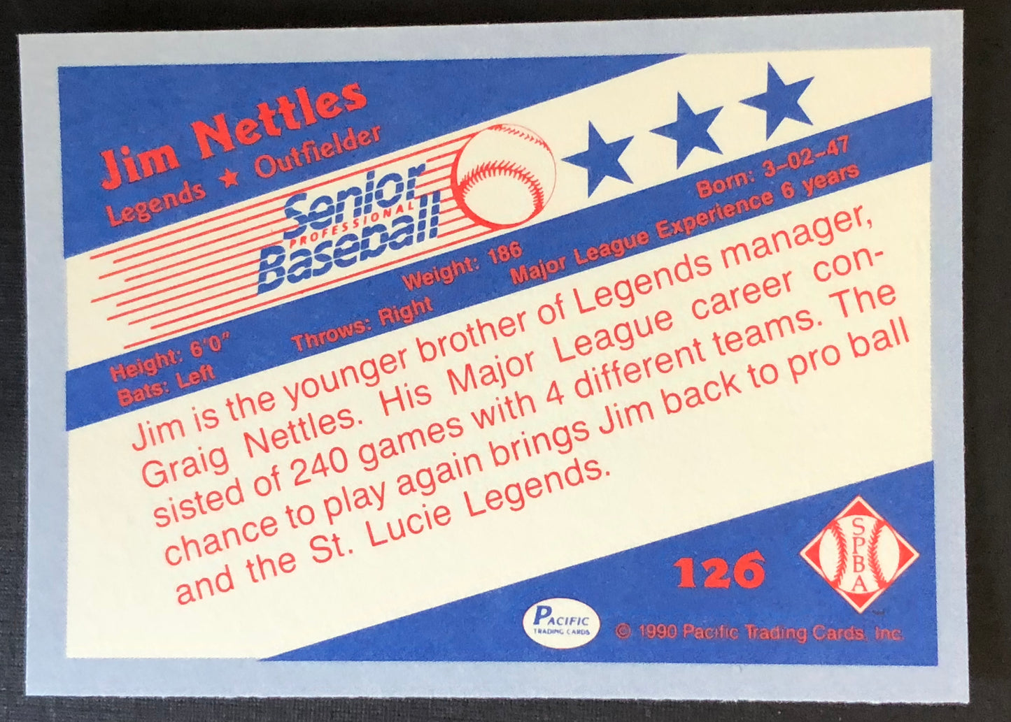 1990 Pacific #126 Jim Nettles