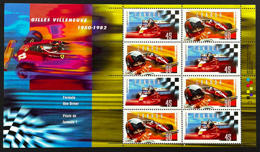 Canada Post - Gilles Villeneuve MNH souvenir stamp sheet of 8 1997