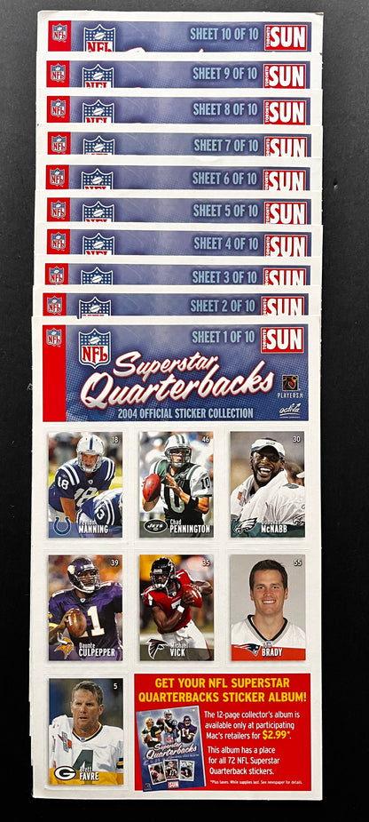 NFL Super Star Quarterbacks  - Toronto Sun 2004 sticker collection