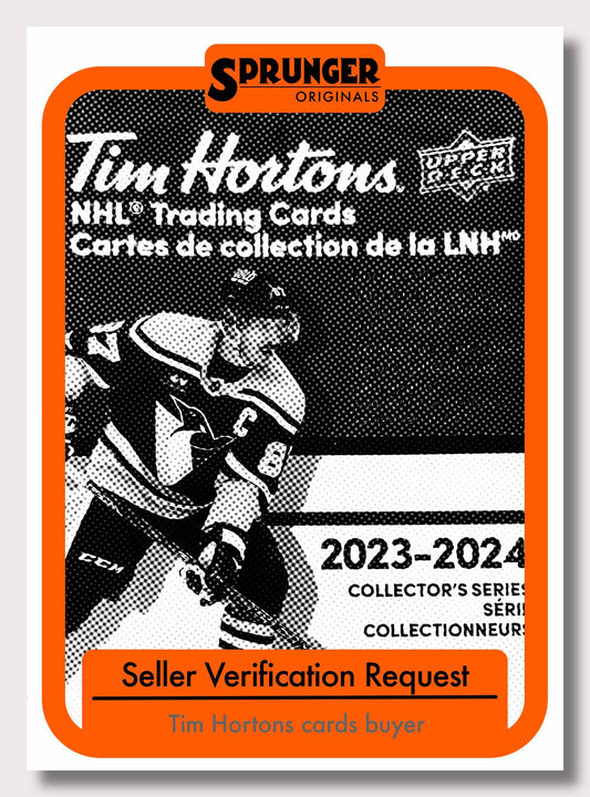 Seller Verification Request for Tim Hortons Cards