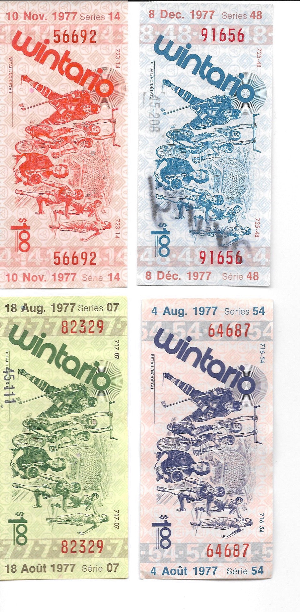 1977 & 1978 Wintario tickets