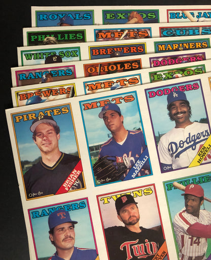 1988 OPC Baseball Set - Uncut Half Sheets