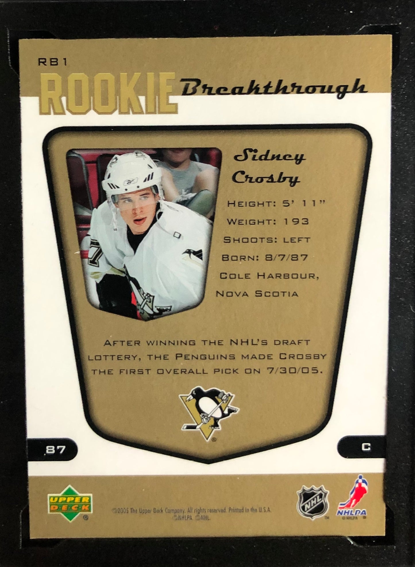 2005 UDC MVP Rookie Breakthrough #RB1 Sidney Crosby