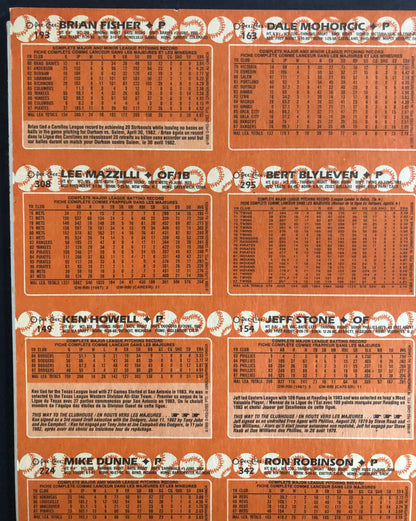 1988 OPC Baseball Set - Uncut Half Sheets