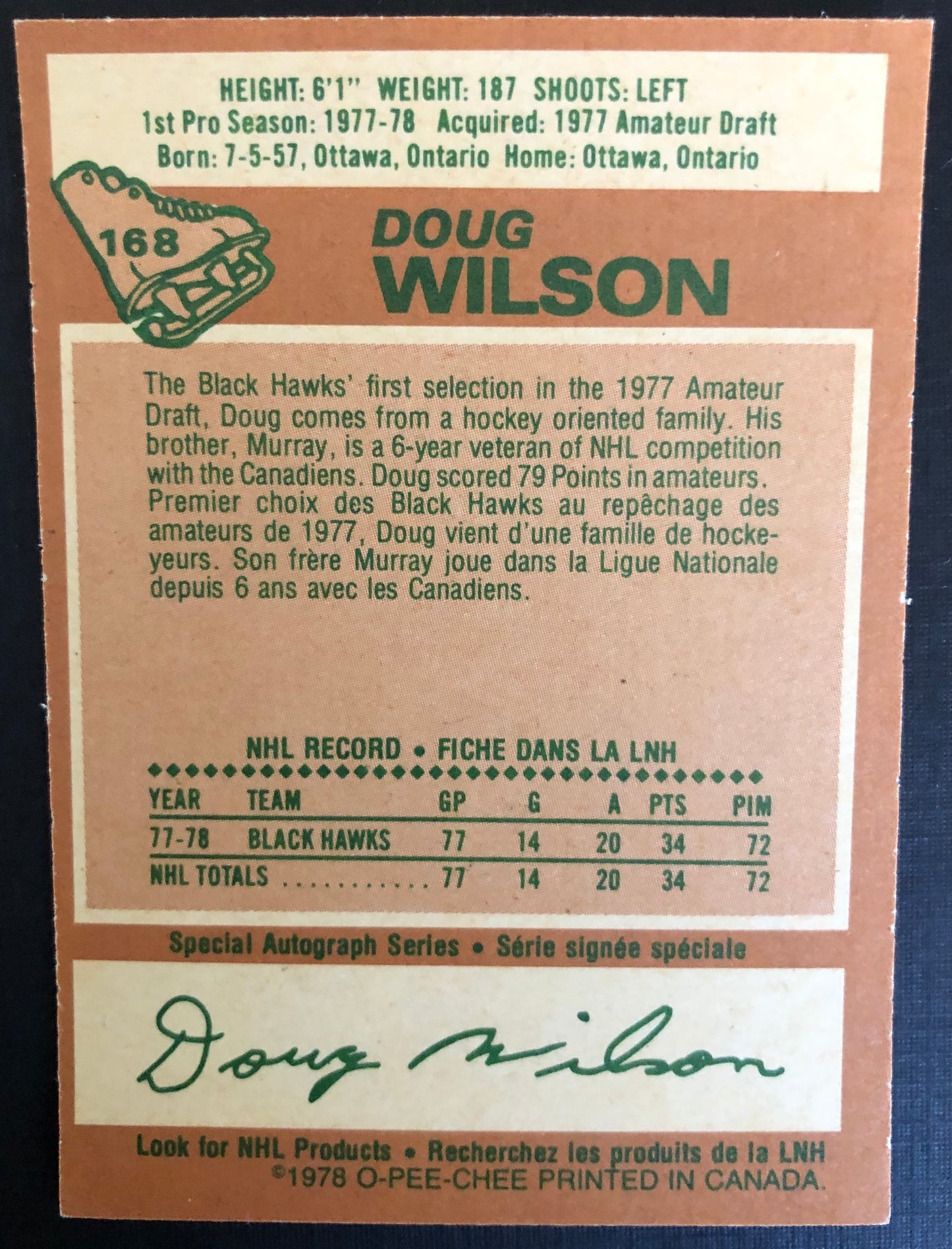 1978 OPC #168 Doug Wilson RC