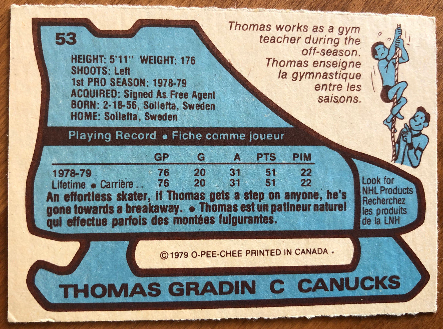 1979 OPC #53 Thomas Gradin RC